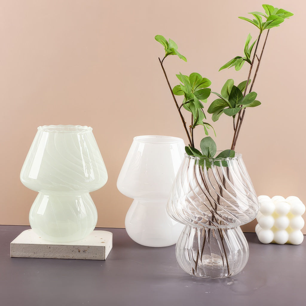 Adorable Mushroom-Shaped Glass Vase for Home Decor - Perfect for Flowers, Centerpieces, and Boho Room Decor