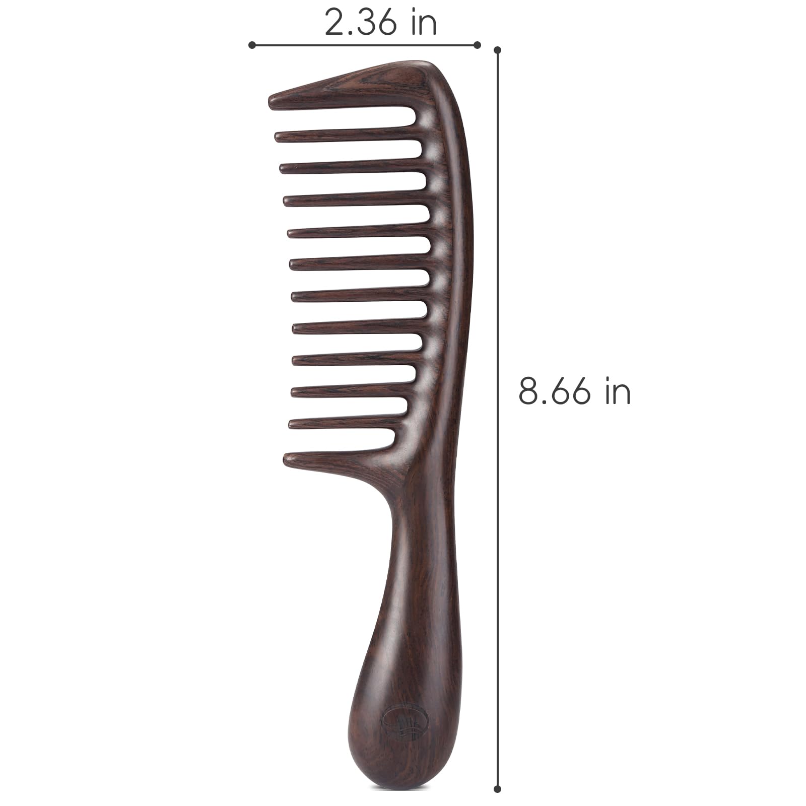 BRUSHZOO Wide Tooth Wooden Comb for Women & Men - Detangling Comb for Curly, Thick, Long Hair, Scalp Massager for Hair Growth - Perfect for Daily Hair Care, Travel & Salon Use