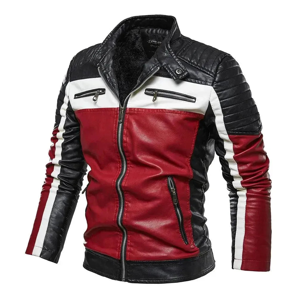Men's Stylish PU Leather Patchwork Biker Jacket - Motorcycle Riding, Outdoor Adventure & Casual Fashion Wear
