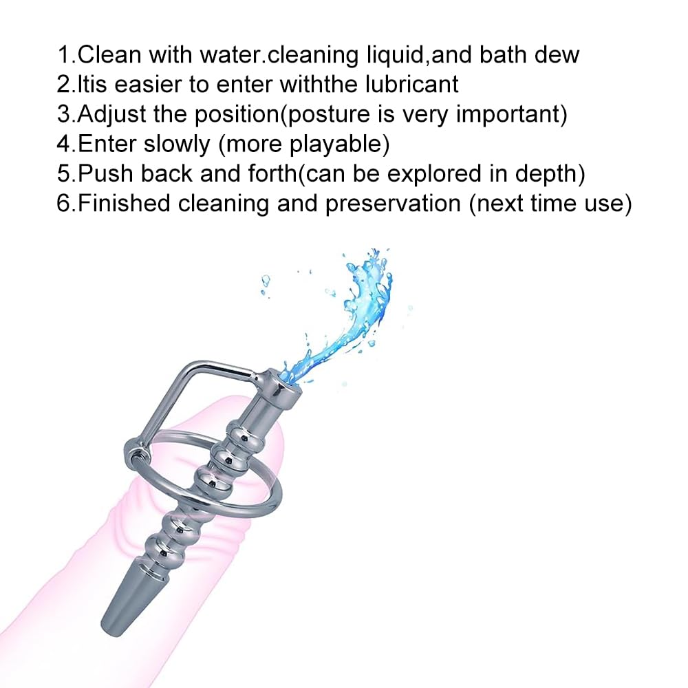 Premium Hollow Stainless Steel Urethral Sounds Penis Plug with Cock Ring - 2.83 Inch Urethral Dilator for Men | Enhance Pleasure & Stretching During Intimate Play & BDSM Scenes