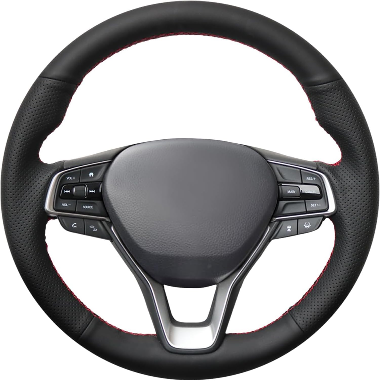 Premium Black Genuine Leather Custom Fit Hand-Stitched Steering Wheel Cover for Honda Accord 2018-2022 & Insight 2019-2022 - OEM Style Interior Upgrade for Comfort & Grip While Driving