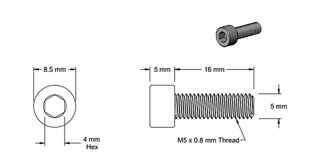 (5 Pack) M5x16mm Dark Grey Socket Head Cap Screws - Perfect for Furniture Assembly, DIY Projects, and Automotive Repairs