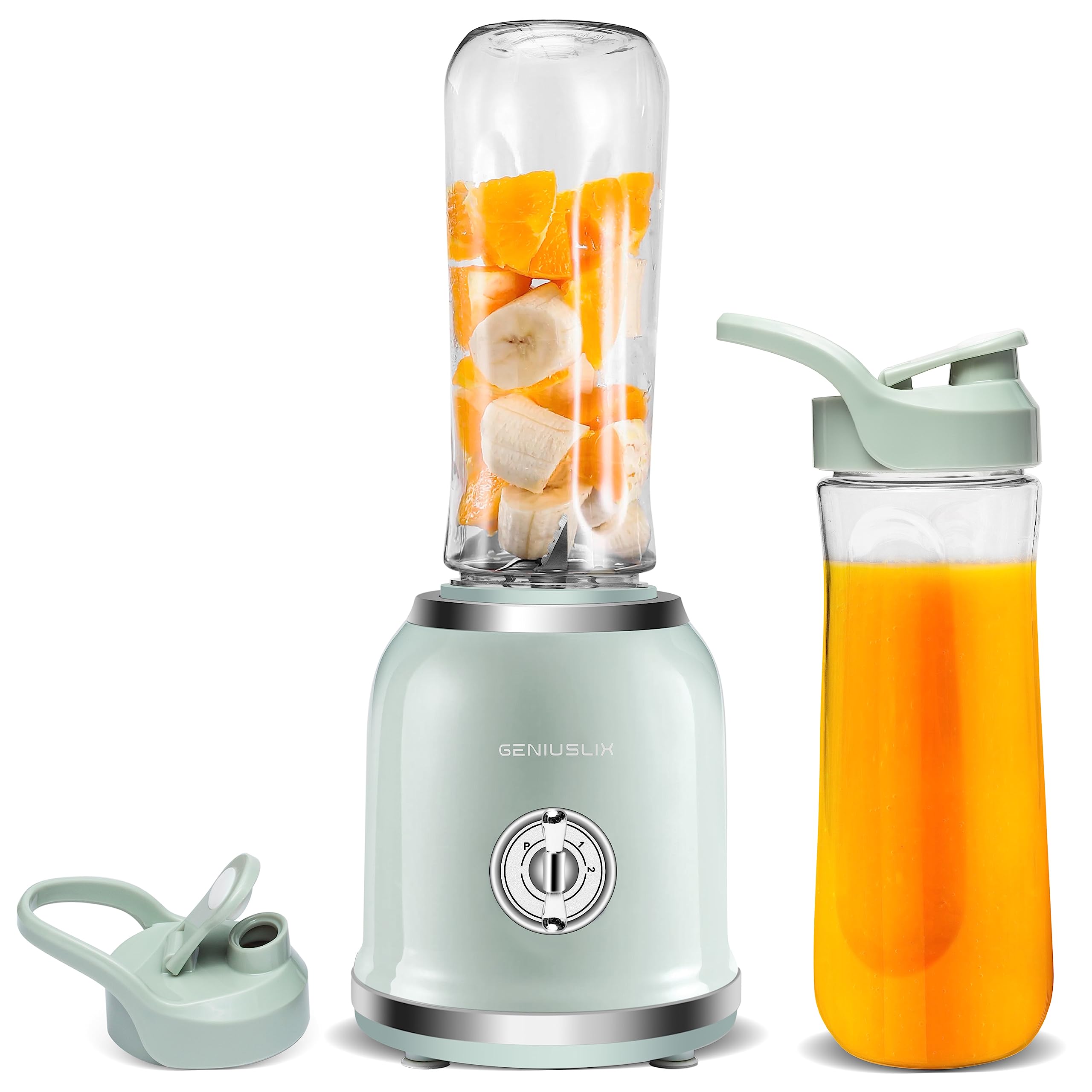 Portable Mini Personal Blender for Smoothies, Protein Shakes & Meal Prep - 300W BPA-Free Blender with 2 Travel Bottles (20oz), 6 Stainless Steel Blades & 2-Speed Control - Perfect for Gym, Office & Travel