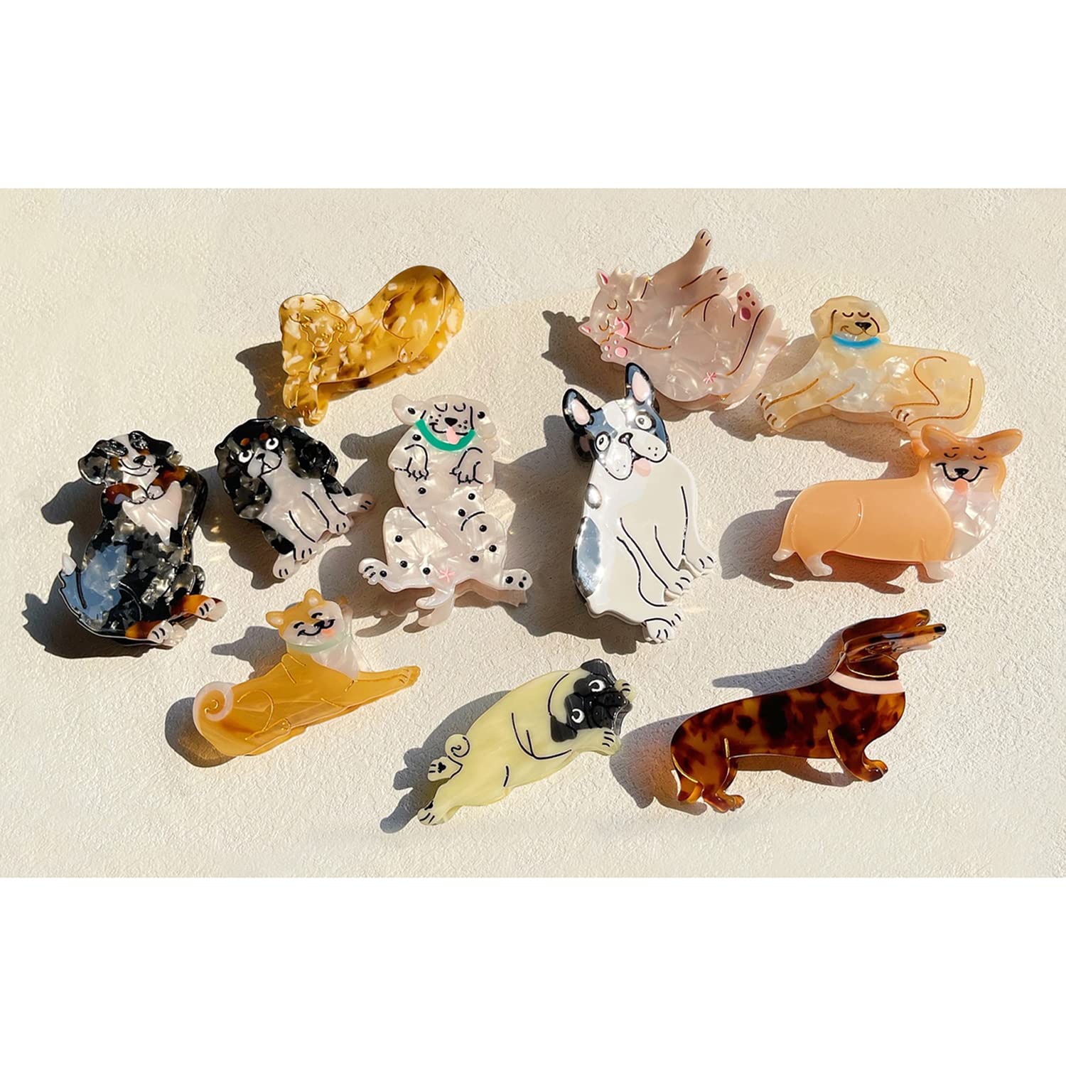Cute Corgi Dog Hair Clips for Women & Girls - Small Acetate Claw Clips for Fine Hair - Perfect for School, Work, Parties & Everyday Styling