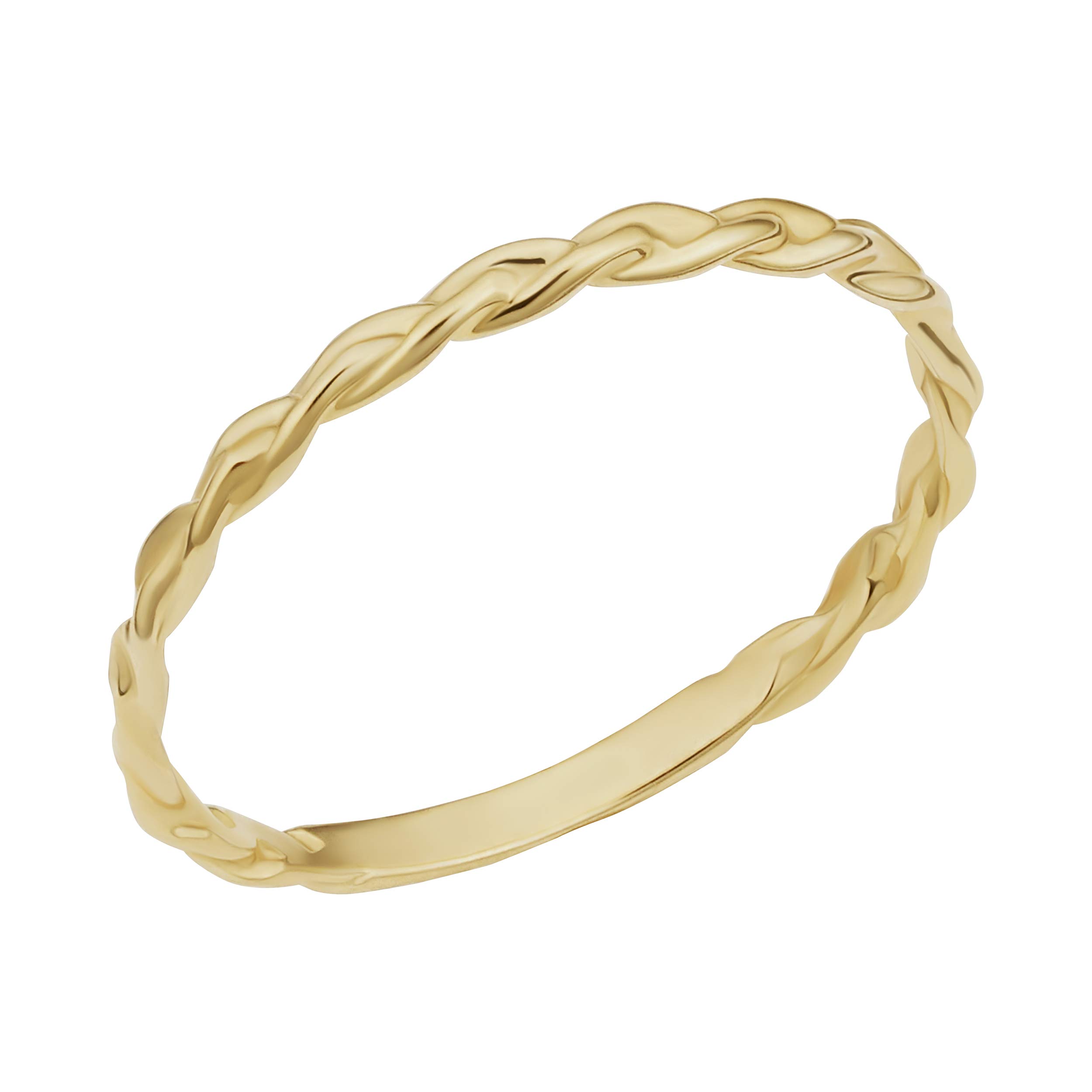 14K Yellow, White or Rose Gold Braided Band Ring for Women - Minimalist Stackable Jewelry - Perfect for Everyday Wear, Gifts & Special Occasions