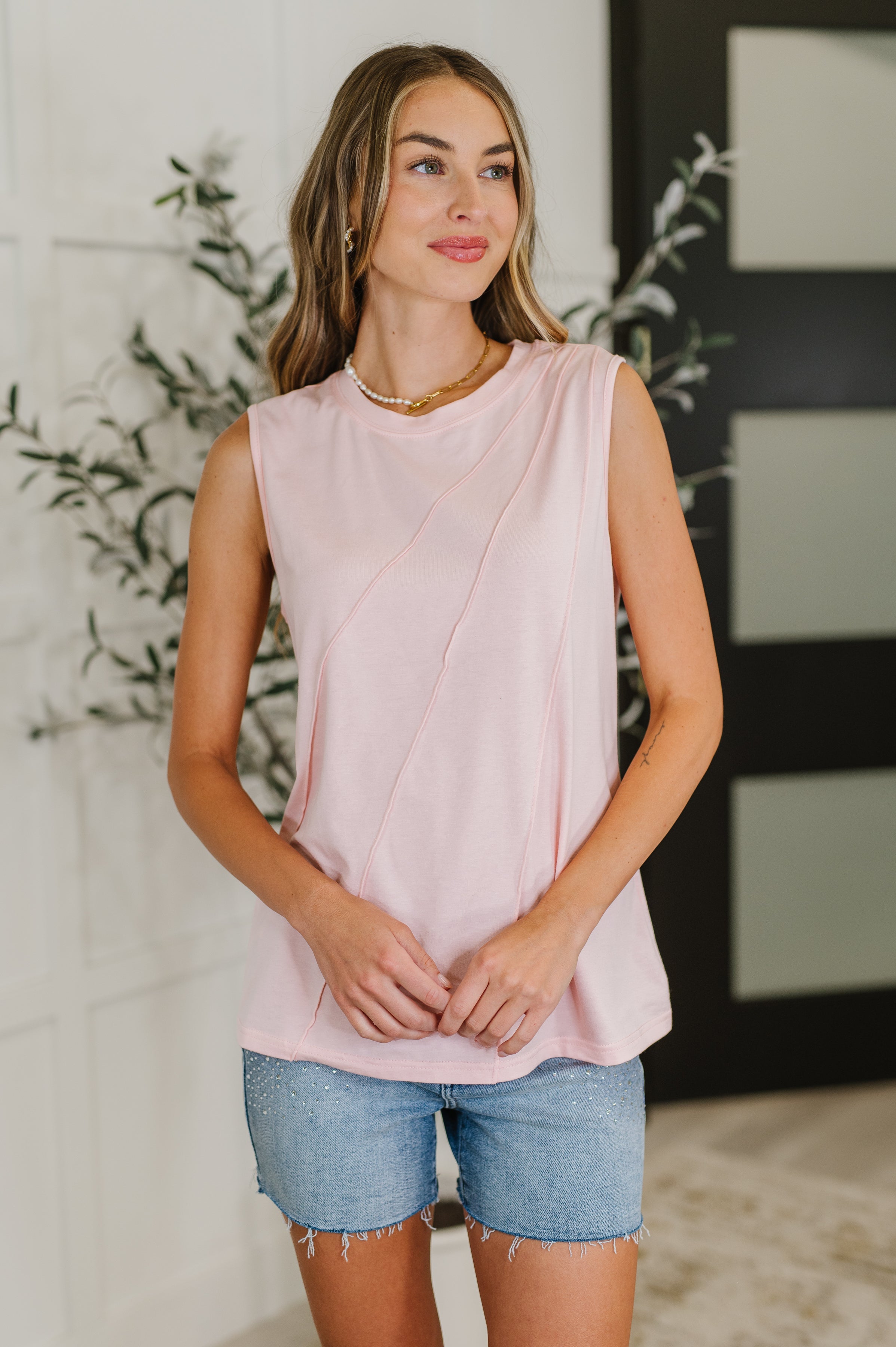 Stylish Pink Pleat Detail Sleeveless Top for Women | Trendy Summer Blouse | Perfect for Casual Outings, Beach Vacations & Date Nights