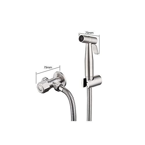Stainless Steel Handheld Toilet Faucet Sprayer - Bathroom Hand Shower Gun Set with Self-Cleaning Shower Head for Easy Cleaning & Hygiene (Ideal for Baby Bathing, Pet Washing & Toilet Cleaning)