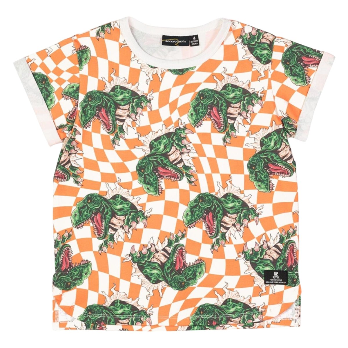 Stylish Checkered Dino T-Shirt for Men & Women | Trendy Graphic Dinosaur Tee | Perfect for Casual Wear, Street Fashion & Gifts
