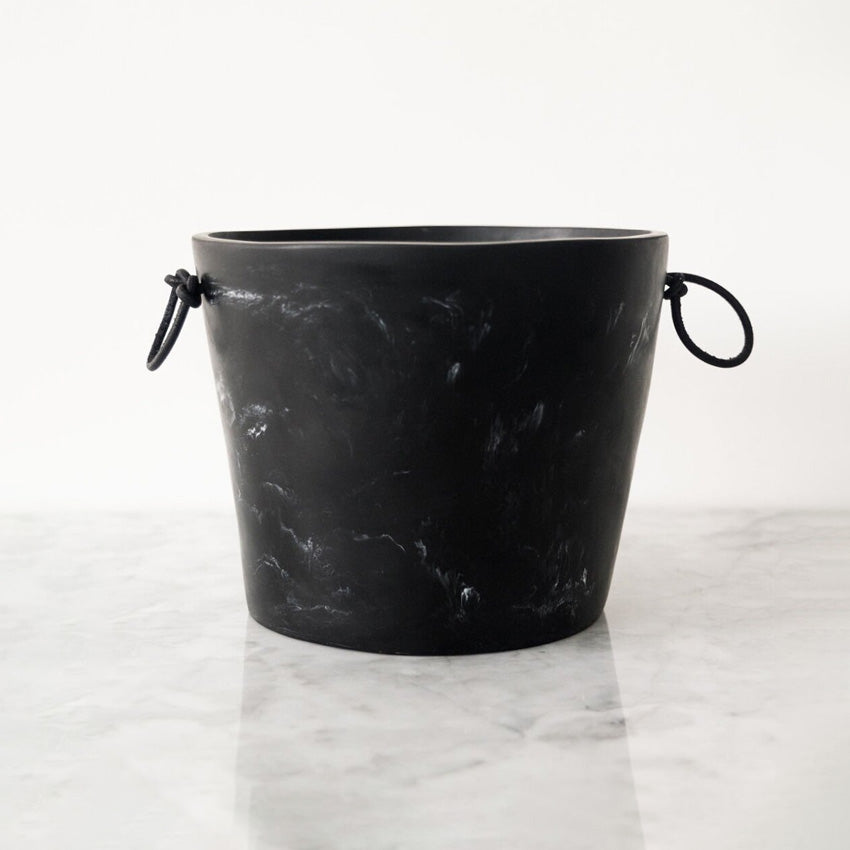 Monica Calderon Studio Champagne Bucket with Leather Handles - Elegant Ice Bucket for Wine & Champagne - Perfect for Weddings, Parties & Home Bar Decor