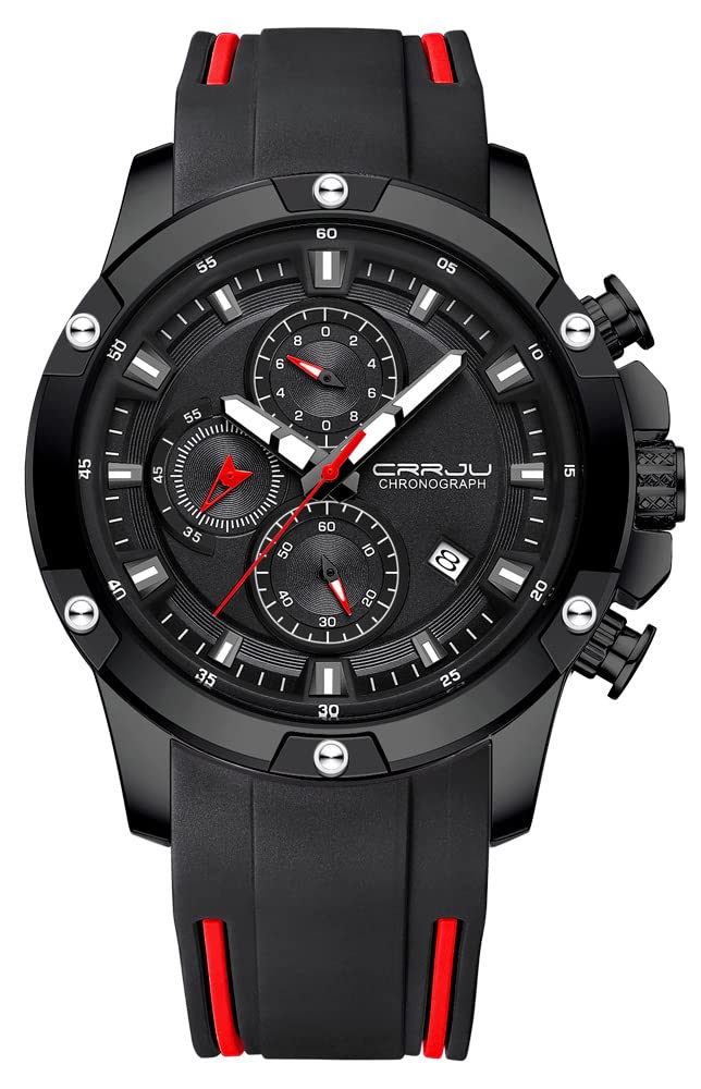 Tonnier Men's Analog Chronograph Quartz Watch - Waterproof, Scratch-Resistant Silicone Strap Military Work Watch | Perfect for Outdoor Activities, Sports & Everyday Wear