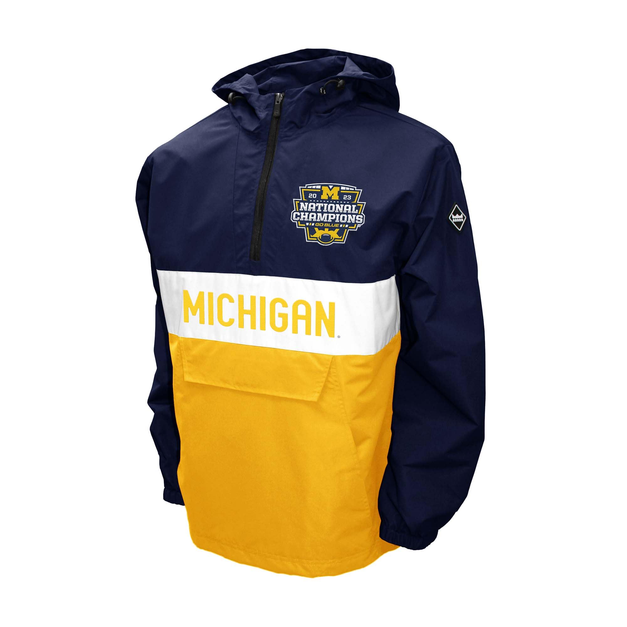 Men's Michigan Wolverines 2023 National Champions Alpha Anorak Jacket - Waterproof Windbreaker for Football Games & Outdoor Activities