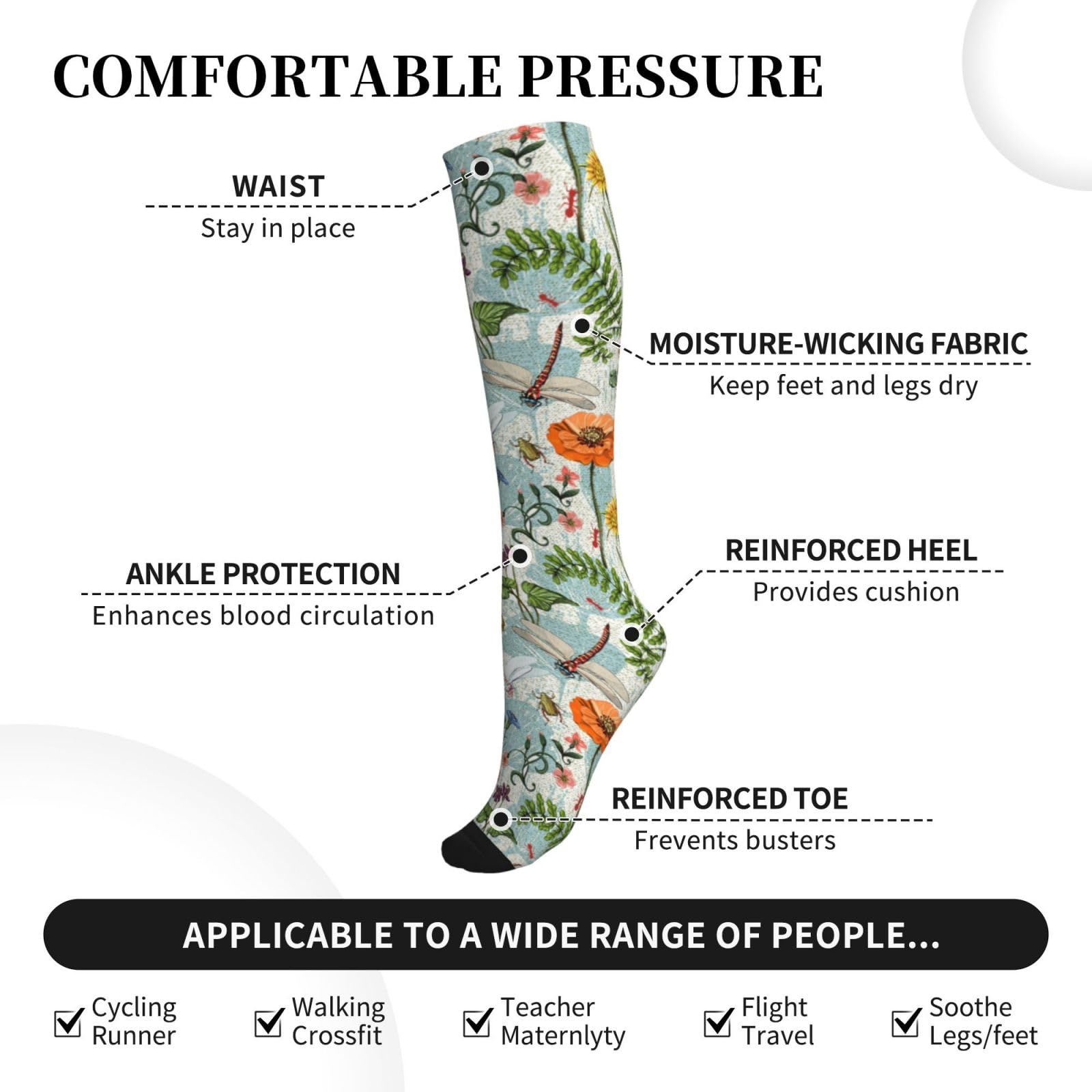 Premium Goldendoodle Compression Socks for Women & Men - Knee High Calf Support Socks for Running, Cycling, Nursing & Sports - Comfortable Athletic Socks for Workout, Hospital Shifts & Everyday Wear