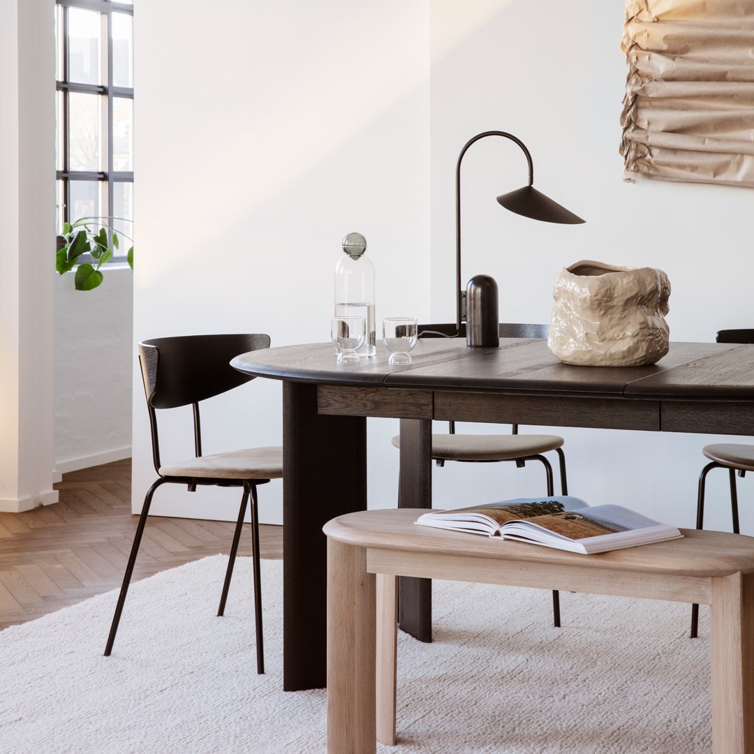 Ferm Living Bevel Bench - Modern Wooden Bench with Angled Legs for Living Room, Bedroom, or Entryway Decor