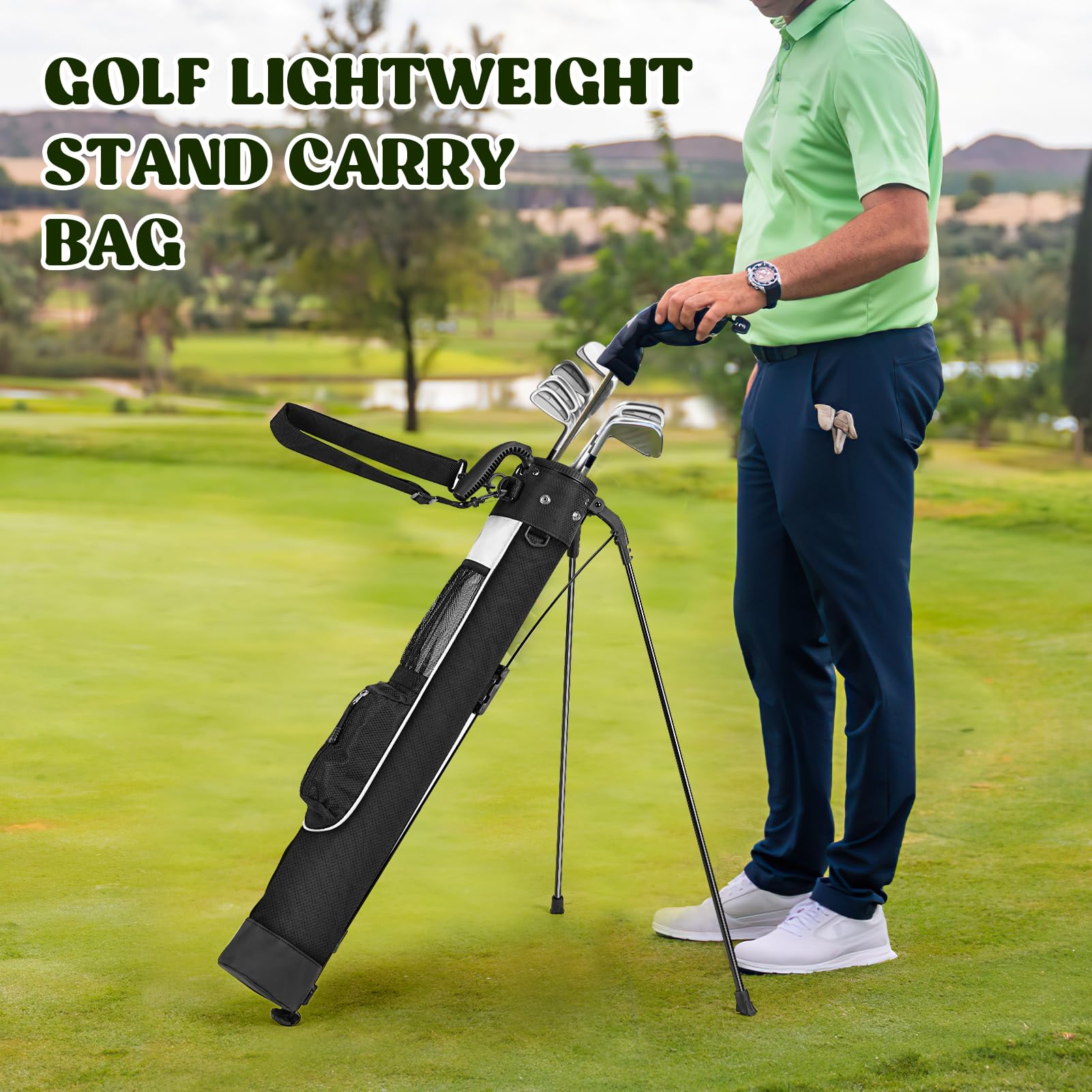 Lightweight Golf Stand Bag with Adjustable Strap - Durable & Easy to Carry for Driving Range, Par 3 & Executive Courses | Perfect for Pitch & Putt | 31.5