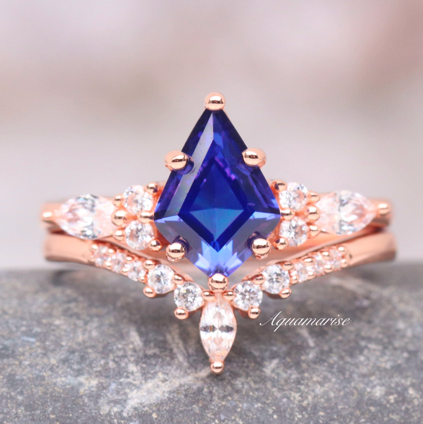 Skye Kite™ Orion Nebula & Cornflower Sapphire Couple Rings - Matching Wedding Bands for Him and Her, Romantic Anniversary Gift for Couples, Promise Rings for Boyfriend and Girlfriend
