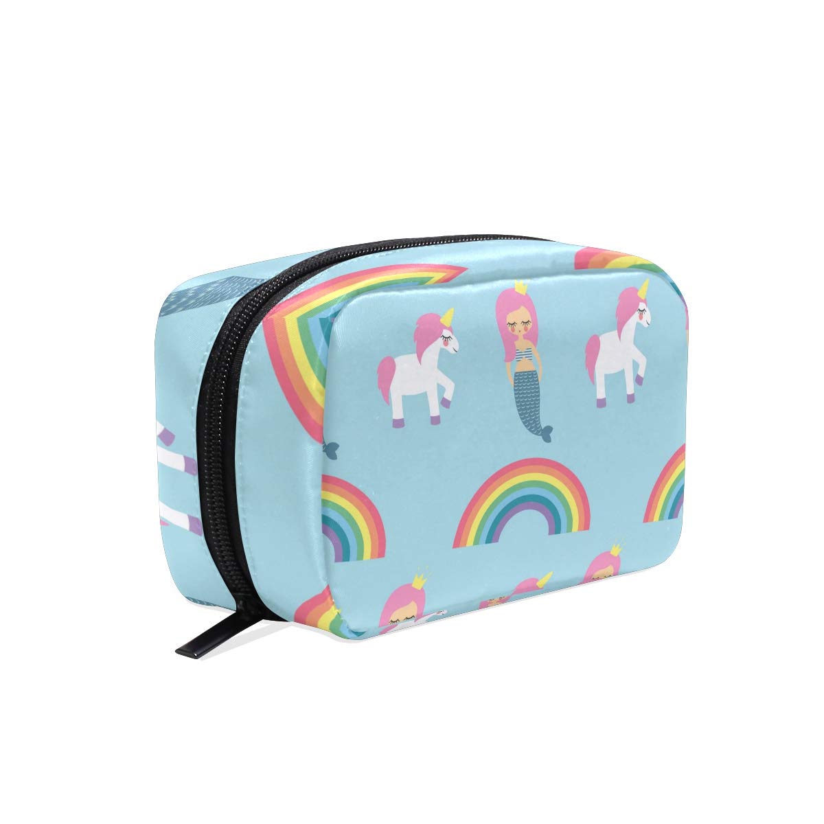 Waterproof Travel Makeup Bag for Women - Large Cosmetic Organizer with Mermaid & Unicorn Design - Perfect for Vacation, Gym, and Daily Use