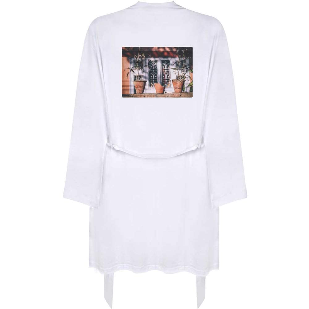 Azeeda Large 'Broken Plant Pot' Print Adult Dressing Robe - Soft Cotton Kimono Gown for Women (RO00015156) | Perfect for Spa, Loungewear & Relaxing at Home