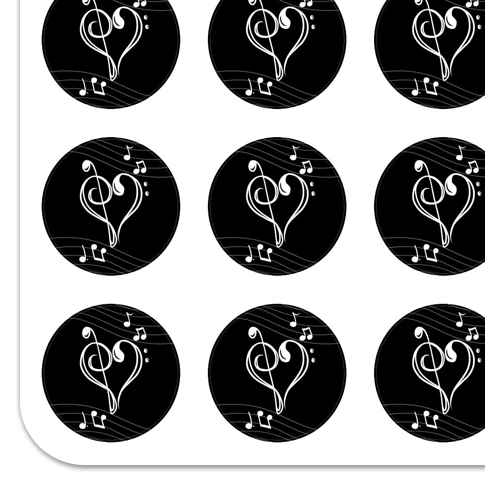 Treble Bass Clef Heart Music Stickers - Black Planner Calendar Scrapbooking Supplies for DIY Crafting, Journaling & Bullet Journal Decoration - Perfect for Music Lovers & Stationery Enthusiasts