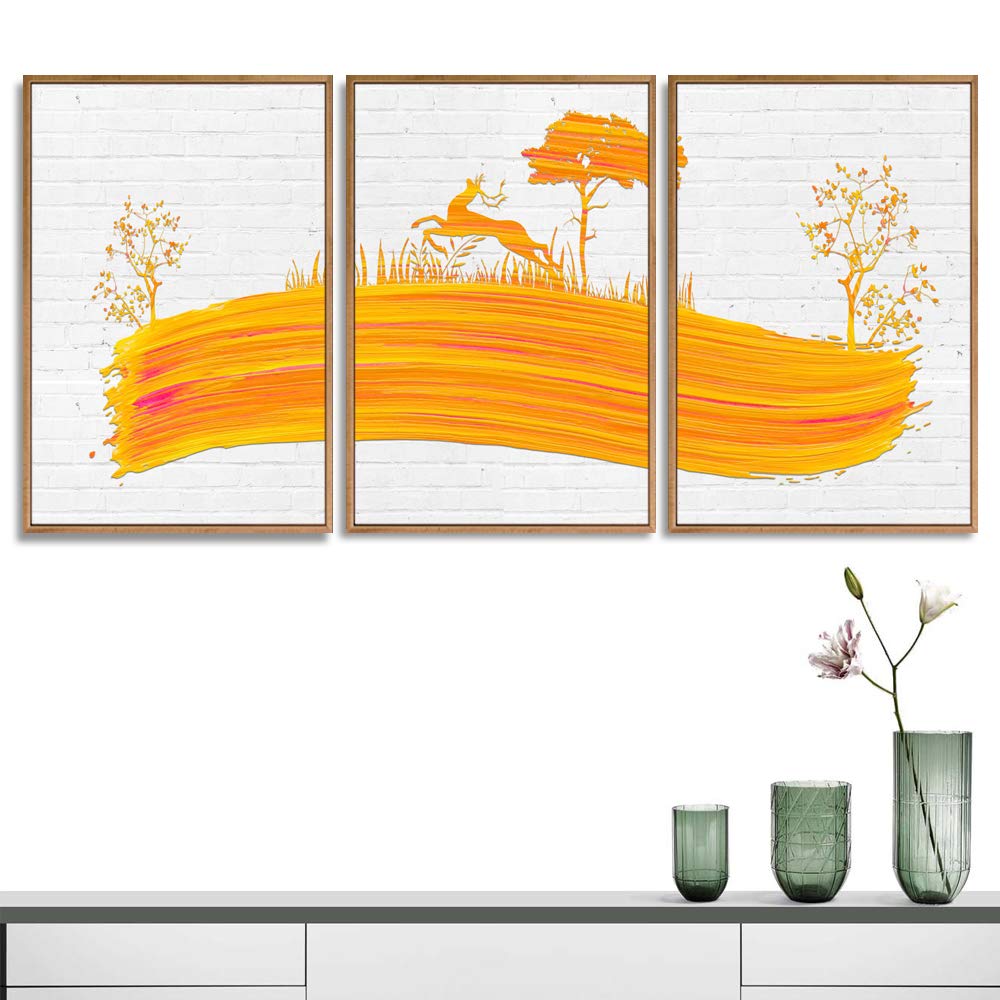 Wall26 3-Panel Framed Abstract Tree Canvas Wall Art - 16x24 Inch Ready to Hang Painting for Living Room & Bedroom Decor | Modern Home Office & Dormitory Wall Decor