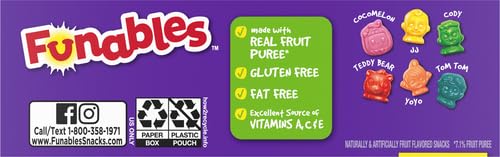 **Funables Fruity Snacks - Cocomelon Assorted Fruit Flavored Snacks, 0.8 oz (10 Count) - Healthy Kids Snacks for Lunchboxes, School, and On-the-Go**