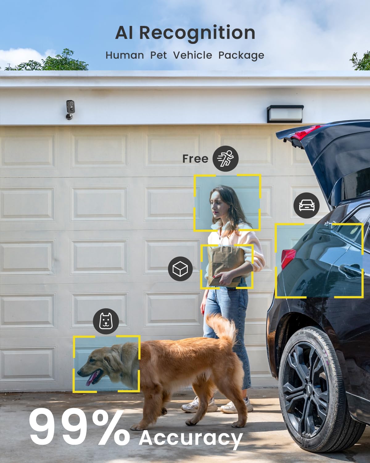 ieGeek Wireless Outdoor Security Cameras 2-Pack - 2K HD WiFi Surveillance System with AI Motion Detection, IP65 Weatherproof, Battery Powered, Siren & Spotlight - Ideal for Home Security, Garage & Backyard Monitoring - Works with Alexa & Google Assistant