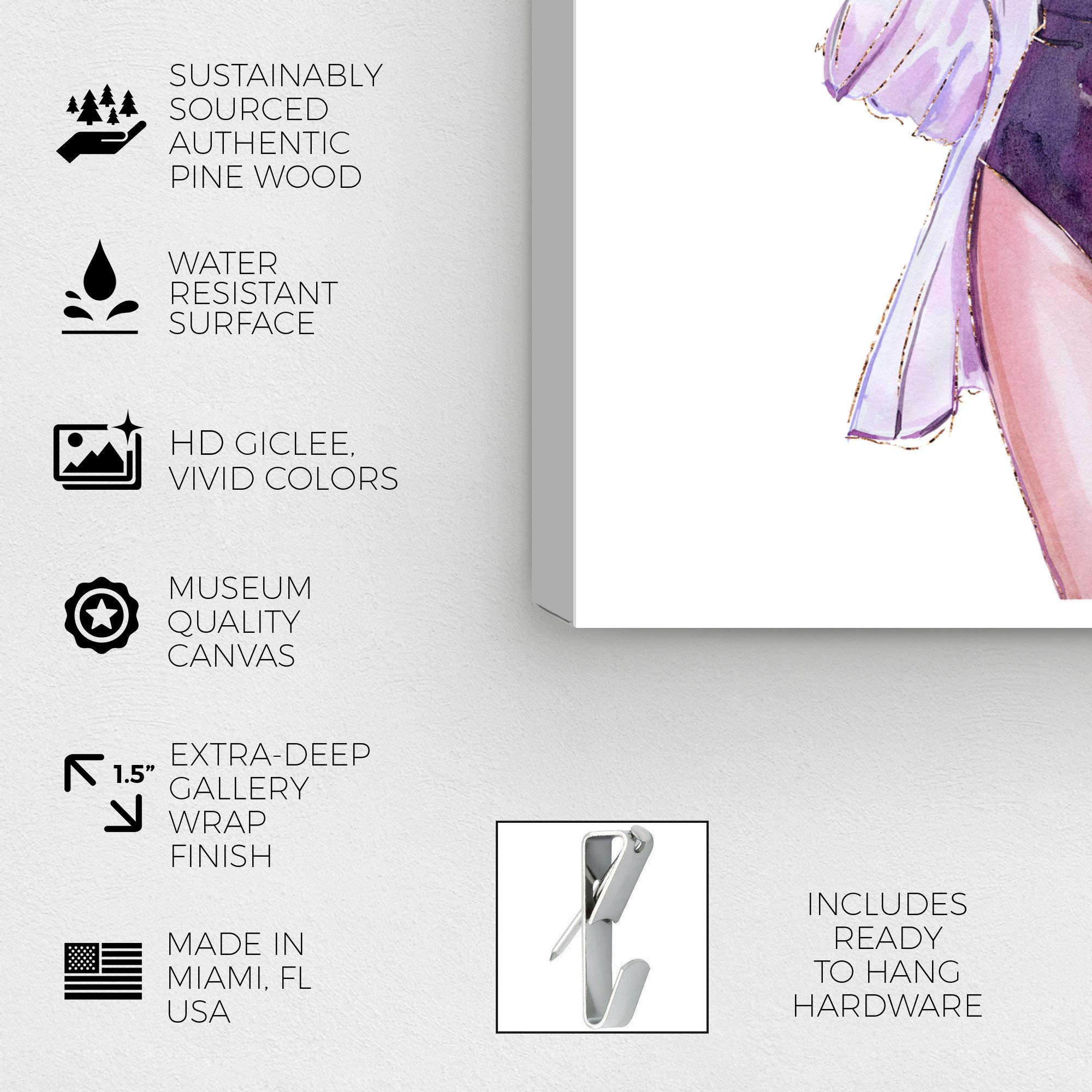 Oliver Gal Artist Co. Summer and Cocktail Swimsuit Wall Art Canvas Print - Fashion & Glam Home Decor, 30x36 Inches, Purple & White - Perfect for Beach House, Bathroom, or Bedroom Decor