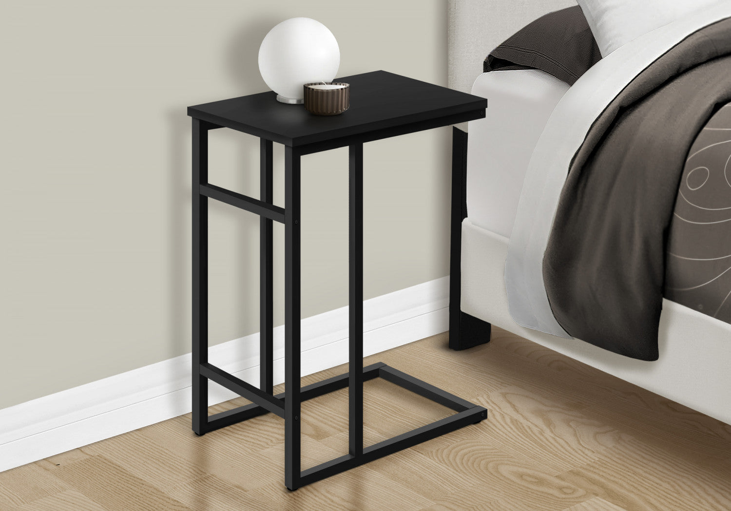 Modern Black Calen Side Table - Small End Table for Living Room, Bedroom, or Office - Nightstand & Accent Furniture with Sturdy Metal Frame
