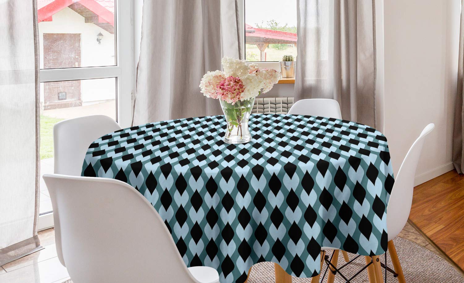 Ambesonne Geometric Round Tablecloth 60
