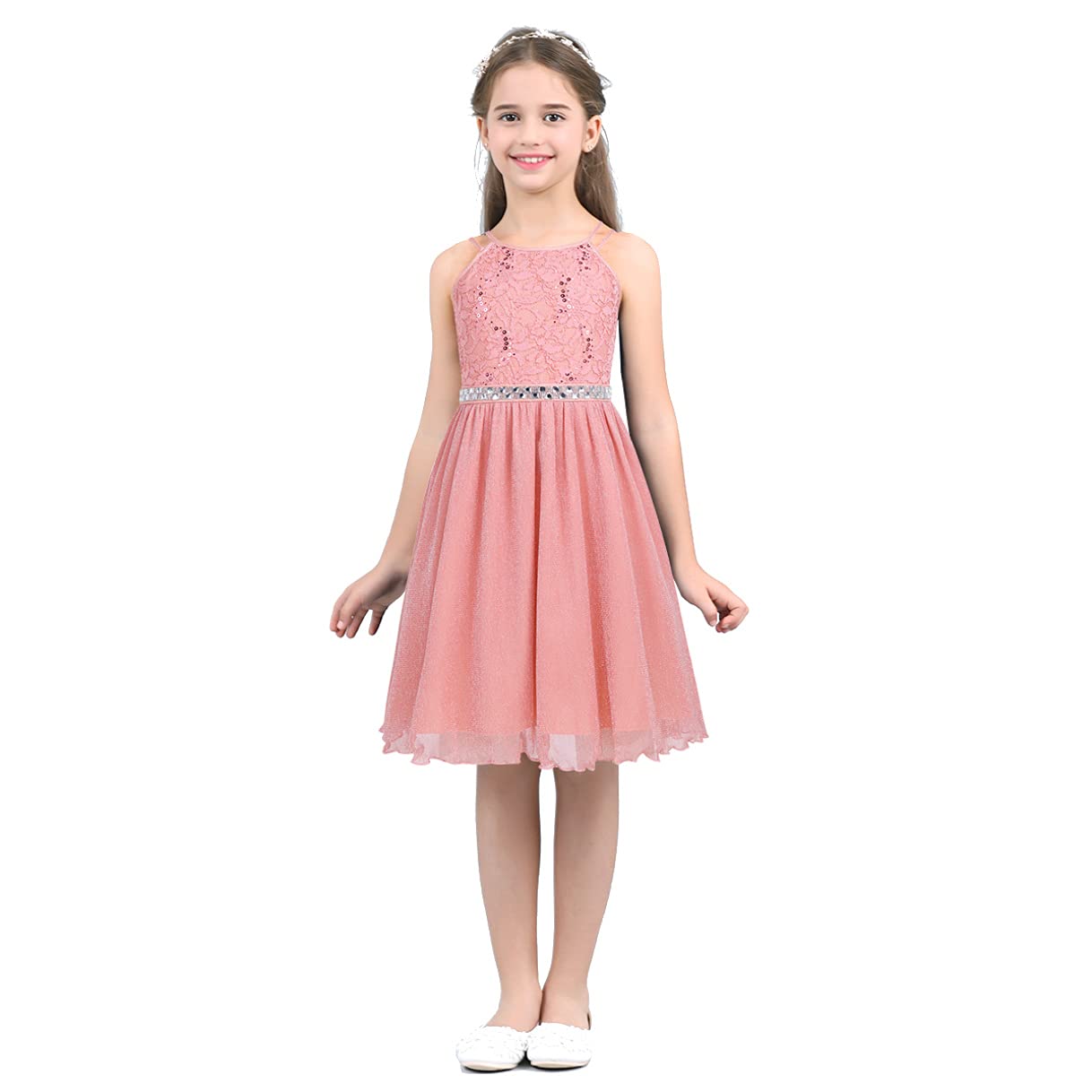 Sparkly Rhinestone Flower Girl Dress for Kids - Elegant Sleeveless Princess Pageant Ball Gown for Weddings, Birthday Parties & Special Occasions | Perfect for Flower Girls, Pageants & Formal Events