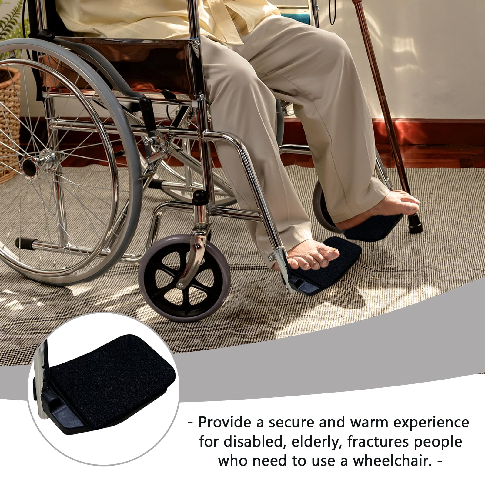 Non-Slip Wheelchair Footrest Covers for Elderly & Disabled - Soft Footplate Protector Pads with Leg Rest Cushion (1 Pair) - Ideal for Wheelchairs, Mobility Scooters & Home Care Use