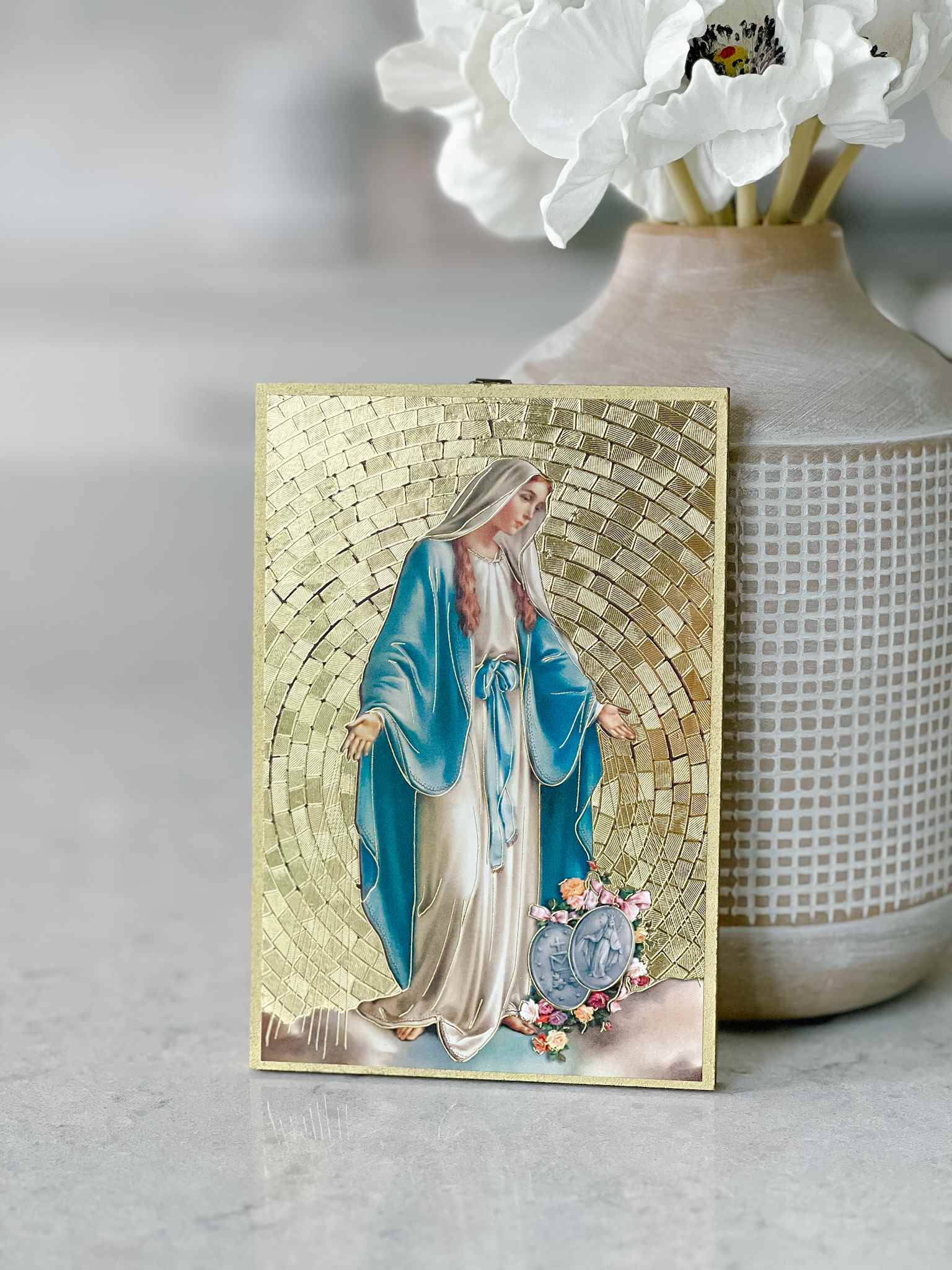 Our Lady of Grace Plaque - Elegant Religious Wall Decor for Home, Church & Prayer Spaces | Perfect for Devotion & Spiritual Inspiration