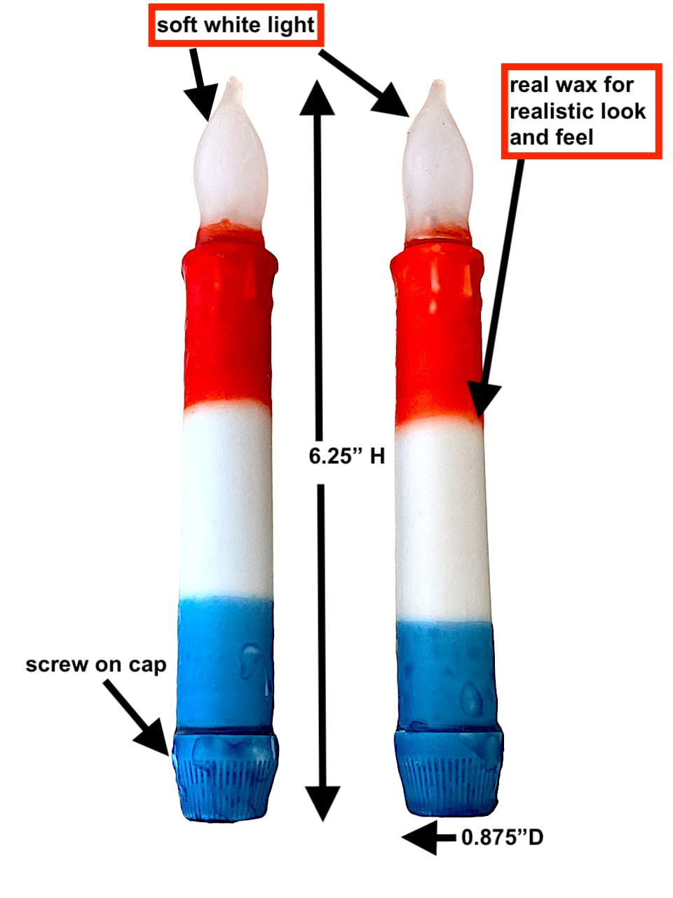 Flickering LED Taper Candles - Battery Operated with 6HR Timer, 6.25
