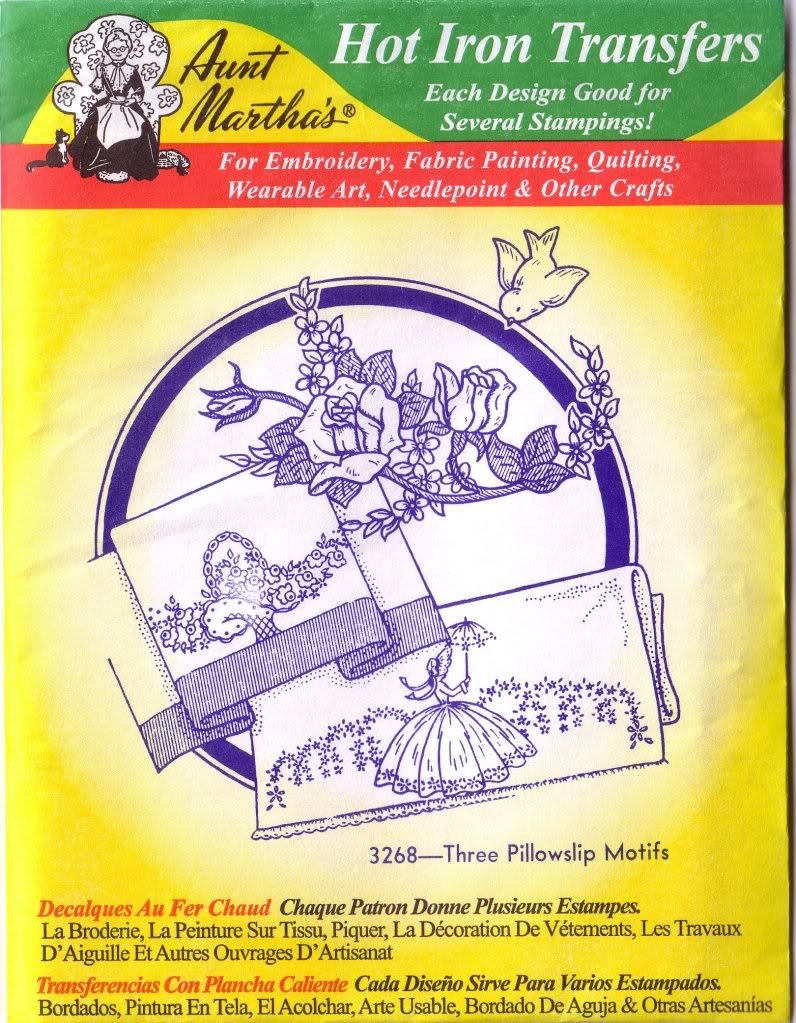 Aunt Martha's Hot Iron Embroidery Transfer - 3 Vintage Pillowcase Patterns for DIY Home Decor | Perfect for Hand Embroidery, Quilting & Gift Making