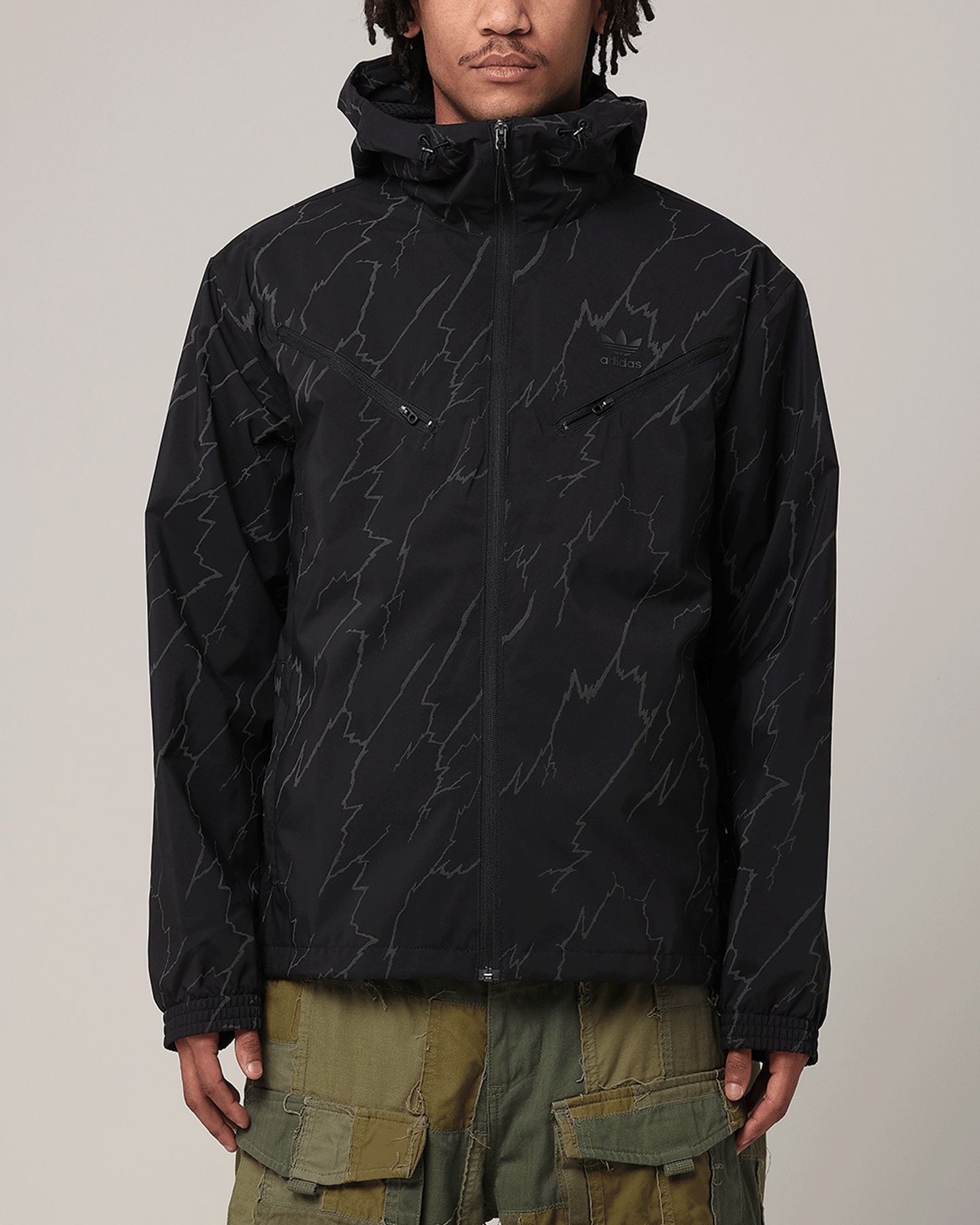 Adidas Lightning Windbreaker Jacket for Men - Lightweight Waterproof Running Jacket with Hood - Black Windbreaker for Outdoor Sports & Jogging