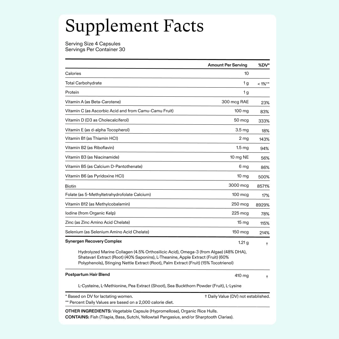Nutrafol Postpartum Hair Growth Supplements for Women - Clinically Proven to Reduce Hair Shedding & Promote Thicker Hair Growth | Safe for Breastfeeding Moms | 1 Month Supply + Refill Pouch | Post Pregnancy Hair Loss Solution & New Mom Self-Care Essential