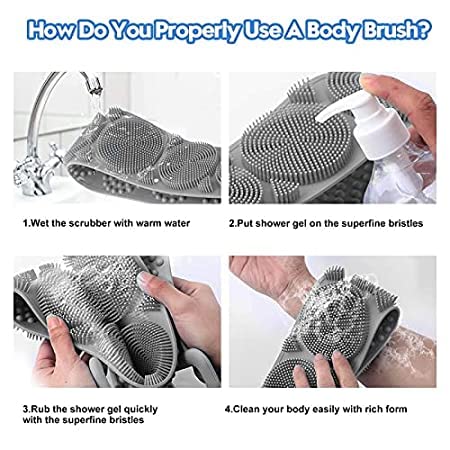 Kawna Silicone Bath Scrubber with Handle - Exfoliating Back Scrubber Belt for Shower & Bath - Perfect for Deep Cleansing & Skin Exfoliation at Home or Spa