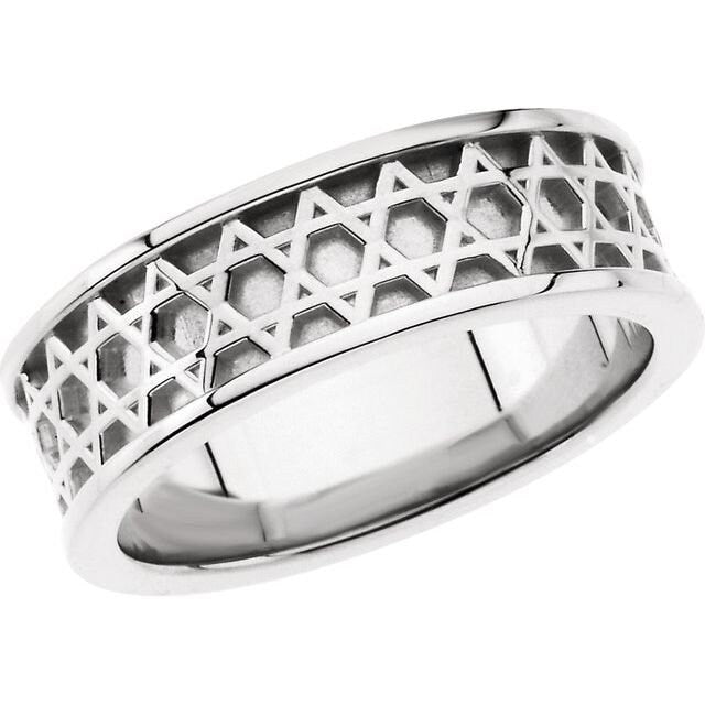 6.25mm Star of David Band Ring - Sterling Silver or 14K Yellow/White Gold - Sizes 5-8 - Perfect for Hanukkah Gifts, Jewish Weddings & Everyday Wear