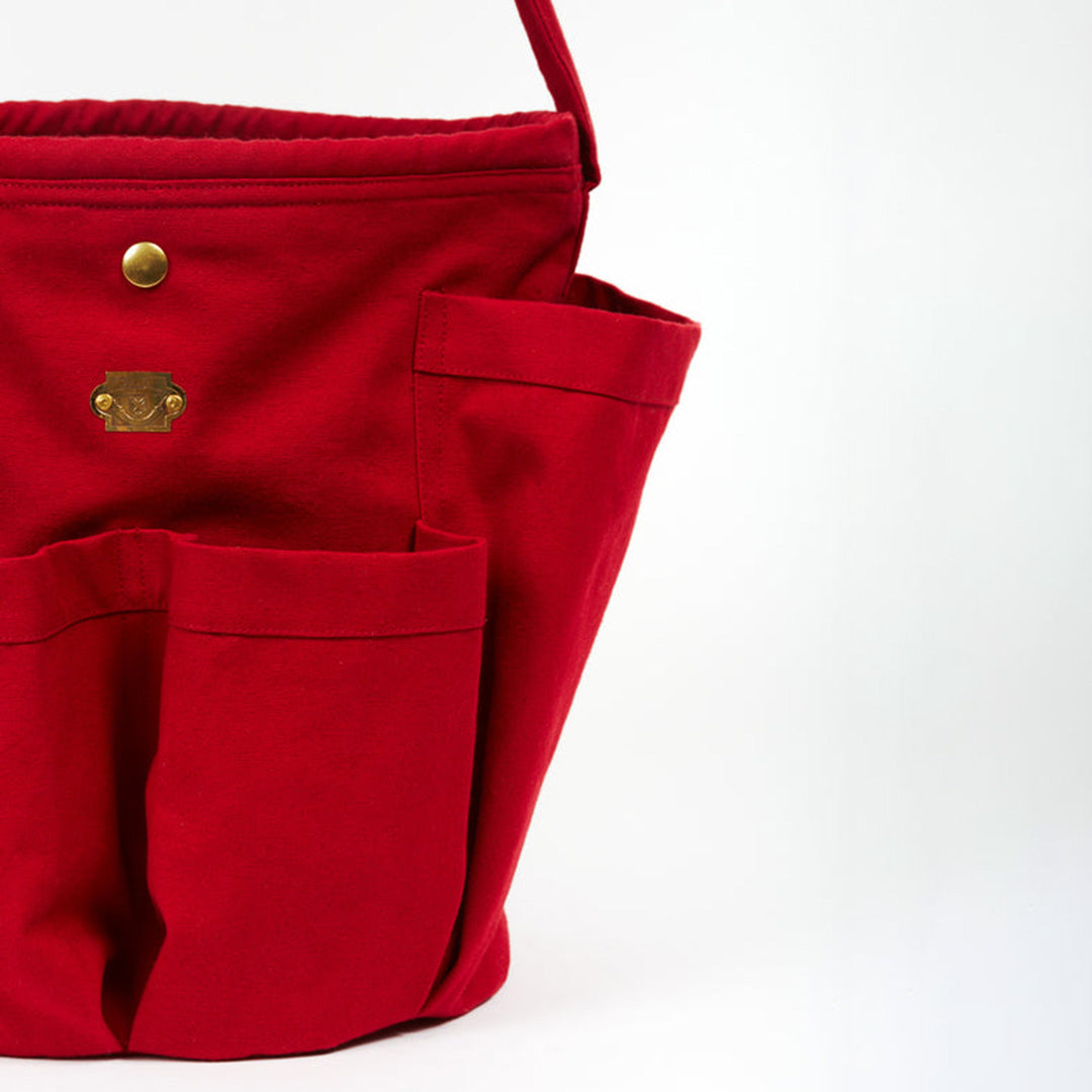 Red Gardening Bucket Bag - Durable Waterproof Garden Tote for Planting, Harvesting & Outdoor Activities - Perfect for Farmers Market, Beach & Picnic Use
