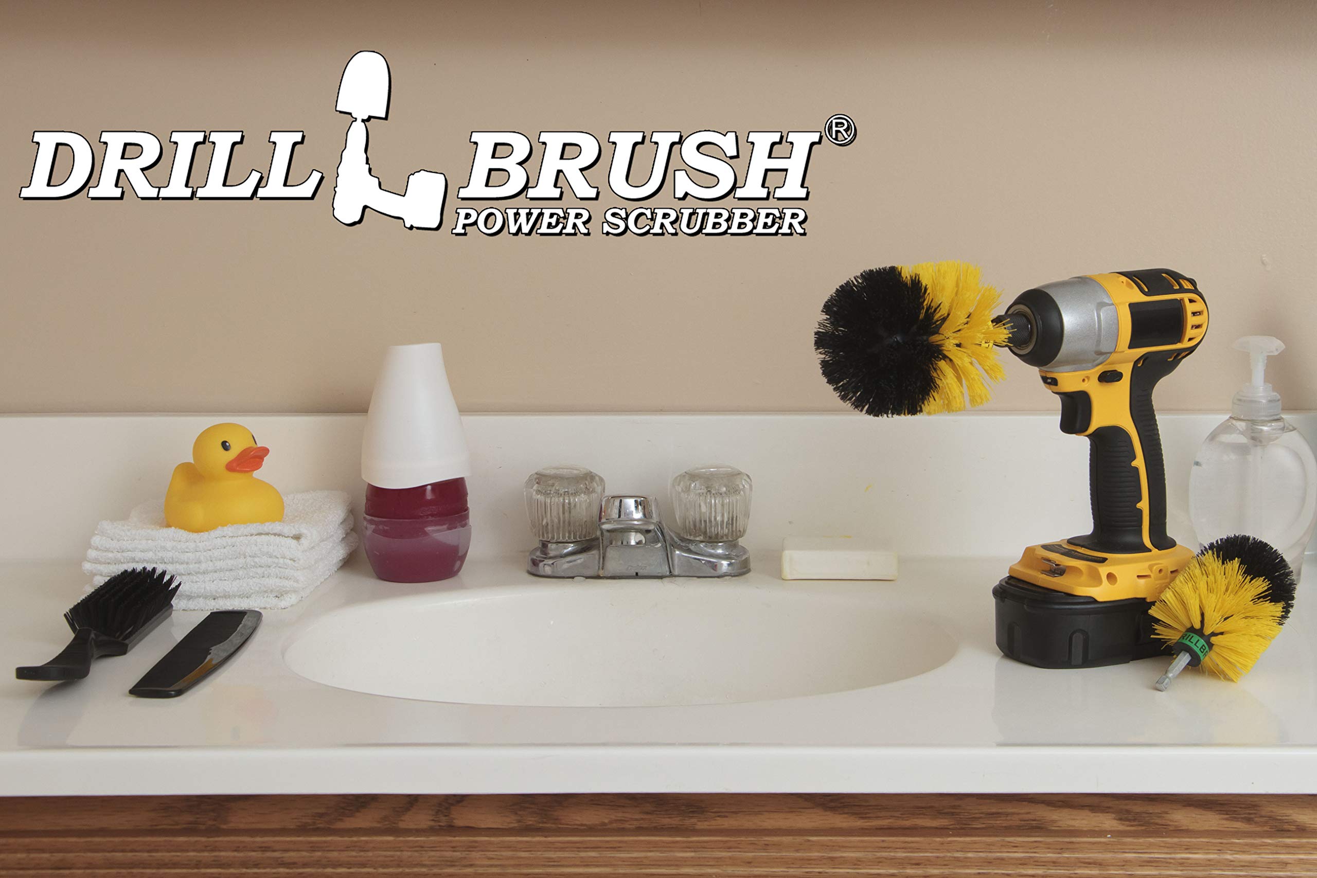 Premium Bathroom Cleaning Supplies Kit - Shower Cleaner Brush, Glass Door Scrubber & Bathtub Cleaning Tools with Tile Grout Cleaner - Power Cleaning Brush & Sink Scrubber for Sparkling Bathrooms - Ideal for Shower, Tub, Tile & Sink Deep Cleaning