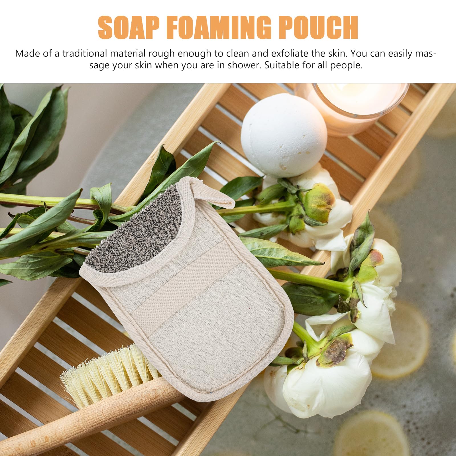 FOMIYES 4-Pack Exfoliating Soap Saver Pouches with Drawstring - Bath Sponge Holder, Soap Pocket & Body Scrubber for Shower - Hanging Rope Bags Create Rich Lather (Ideal for Travel, Gym & Sensitive Skin)