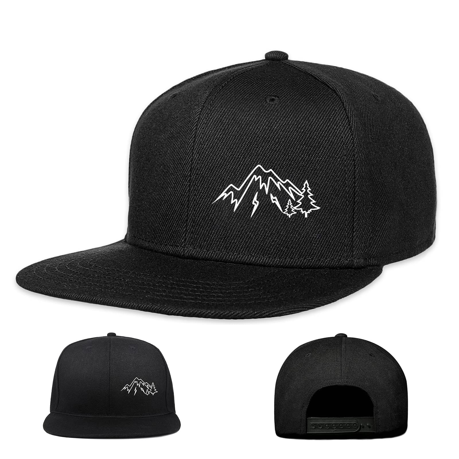 Men's Adjustable Snapback Hat - Flat Bill Baseball Cap for Gaming, Trucker & Dad - Black Original Snapback Hat - Perfect Gift for Husband, Boyfriend, Brother & Grandfather - Ideal for Outdoor Activities, Sports & Casual Wear