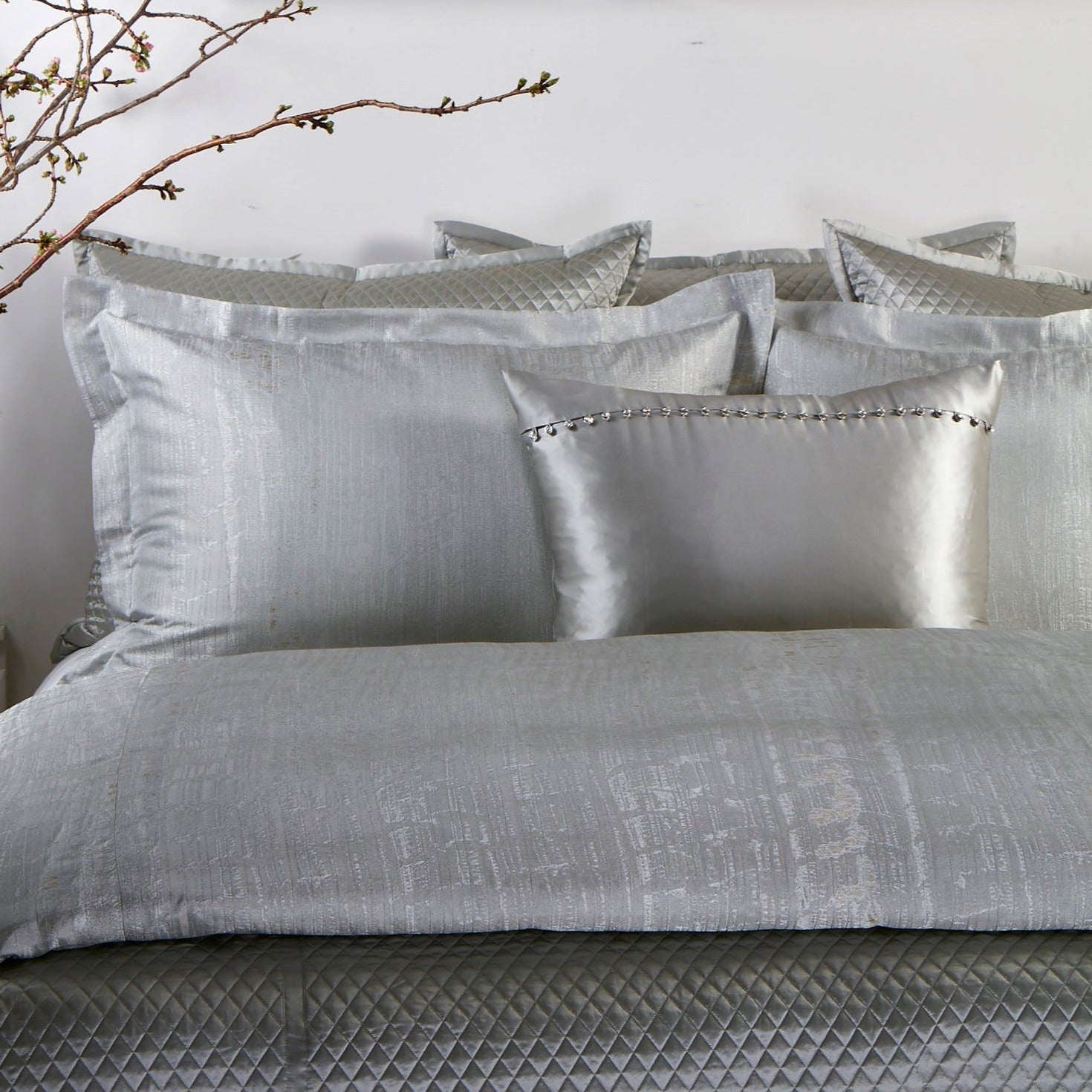 Elegant Tiny Crystals Sham in Charmeuse - Luxurious Bedding for Weddings, Home Decor & Special Occasions