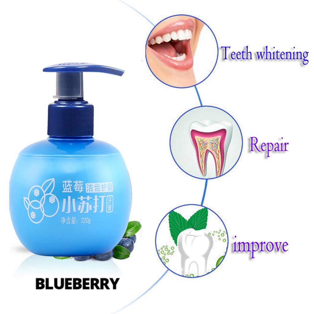 HitHopKing Baking Soda Whitening Toothpaste for Sensitive Teeth - Prevents Gum Bleeding & Deep Cleaning, 7.7oz Pump Packaging (Hand Press) - Ideal for Daily Oral Care & Teeth Whitening at Home