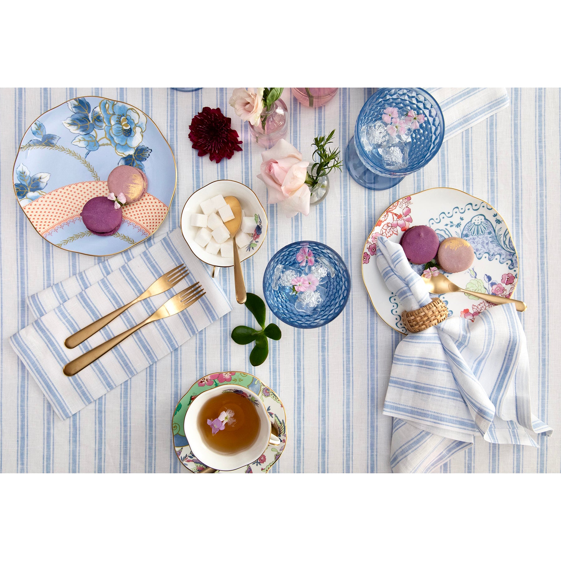 Stylish Capri Ticking Stripe Tablecloth - Waterproof & Washable Cotton Table Cover for Dining Room, Kitchen, and Outdoor Picnics