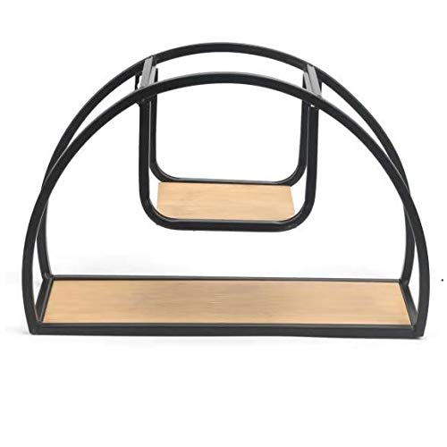 Black Iron Floating Wall Shelves Set - Wood & Metal Decorative Display Rack for Home, Office, Kitchen & Studio (1 Pack) - Perfect for Organizing Books, Plants & Decor in Living Rooms, Bedrooms & Workspaces