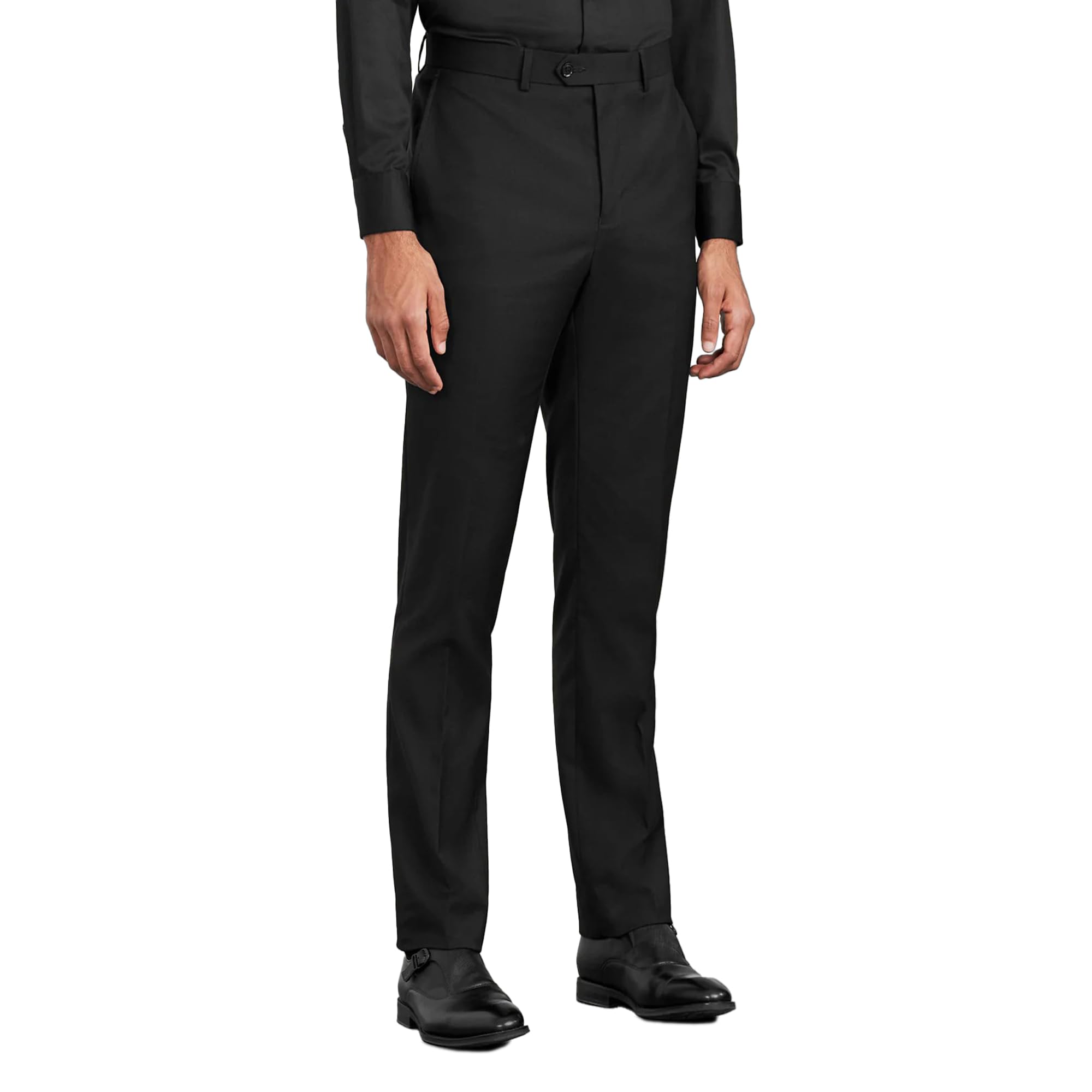 Men's Slim Fit Dress Pants with Expandable Waistband - Wrinkle-Free Flat Front Suit Pants for Office, Business & Formal Occasions