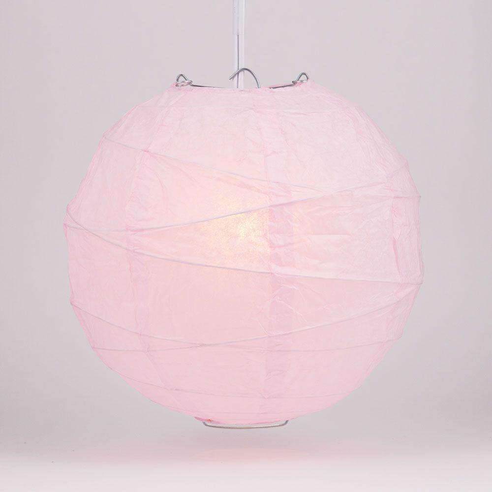 5 Pack 16 Inch Pink Free Style Ribbing Round Paper Lanterns - Decorative Hanging Party Lights for Weddings, Baby Showers & Home Decor