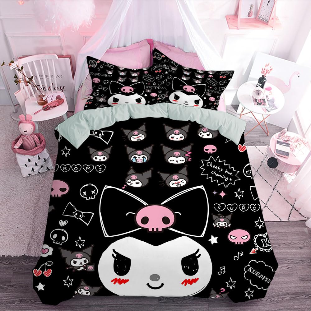 **Anime Duvet Cover Set Full Size - 3 Piece Soft Microfiber Cartoon Bedding with Zipper Closure - Includes 1 Comforter Cover & 2 Pillowcases - Perfect for Anime Fans, Kids & Teens Room Decor**
