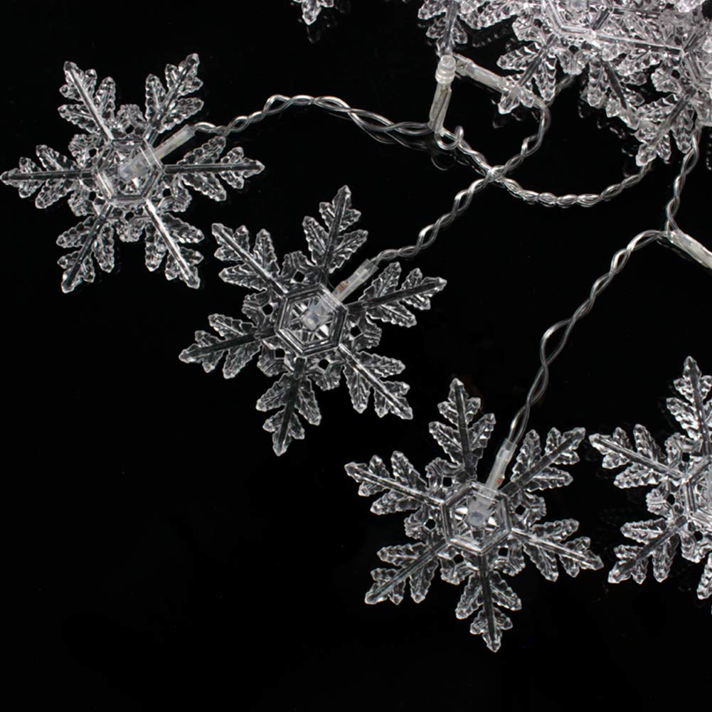 Christmas Snowflake Window Curtain String Lights - 20ft 40 LED Battery Operated Waterproof Fairy Lights for Indoor Outdoor Decor | Perfect for Bedroom, Party, Patio, Garden & Holiday Decorations
