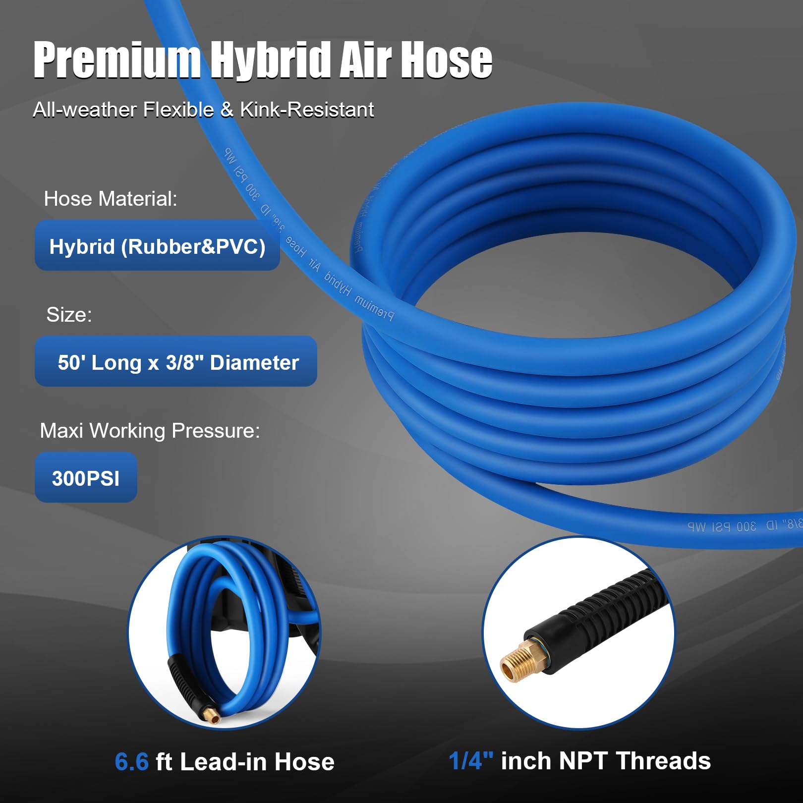 50FT Retractable Air Hose Reel - 3/8